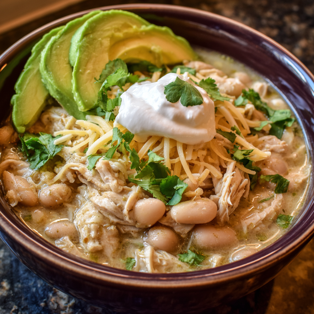 Creamy Crockpot White Chicken Chili with Cream Cheese
