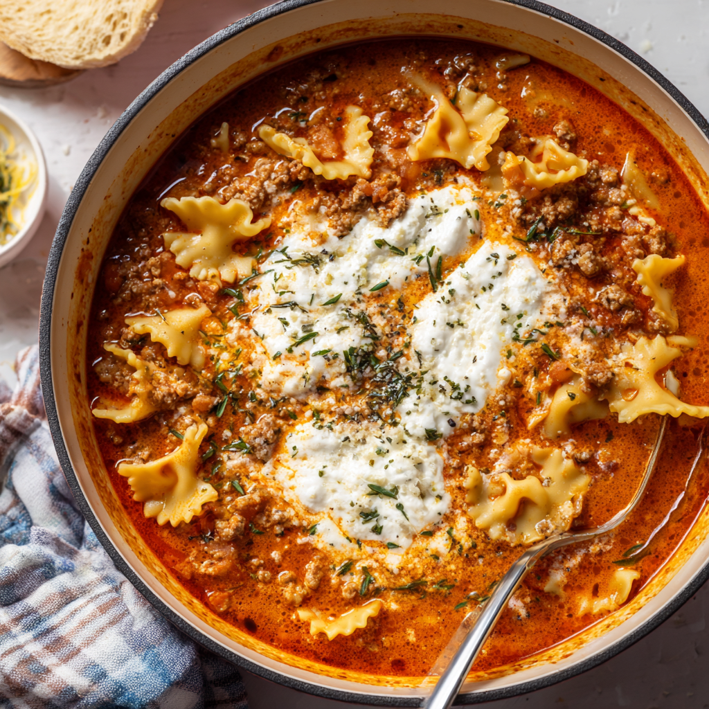 Creamy Lasagna Soup with Ground Turkey: One-Pot Recipe